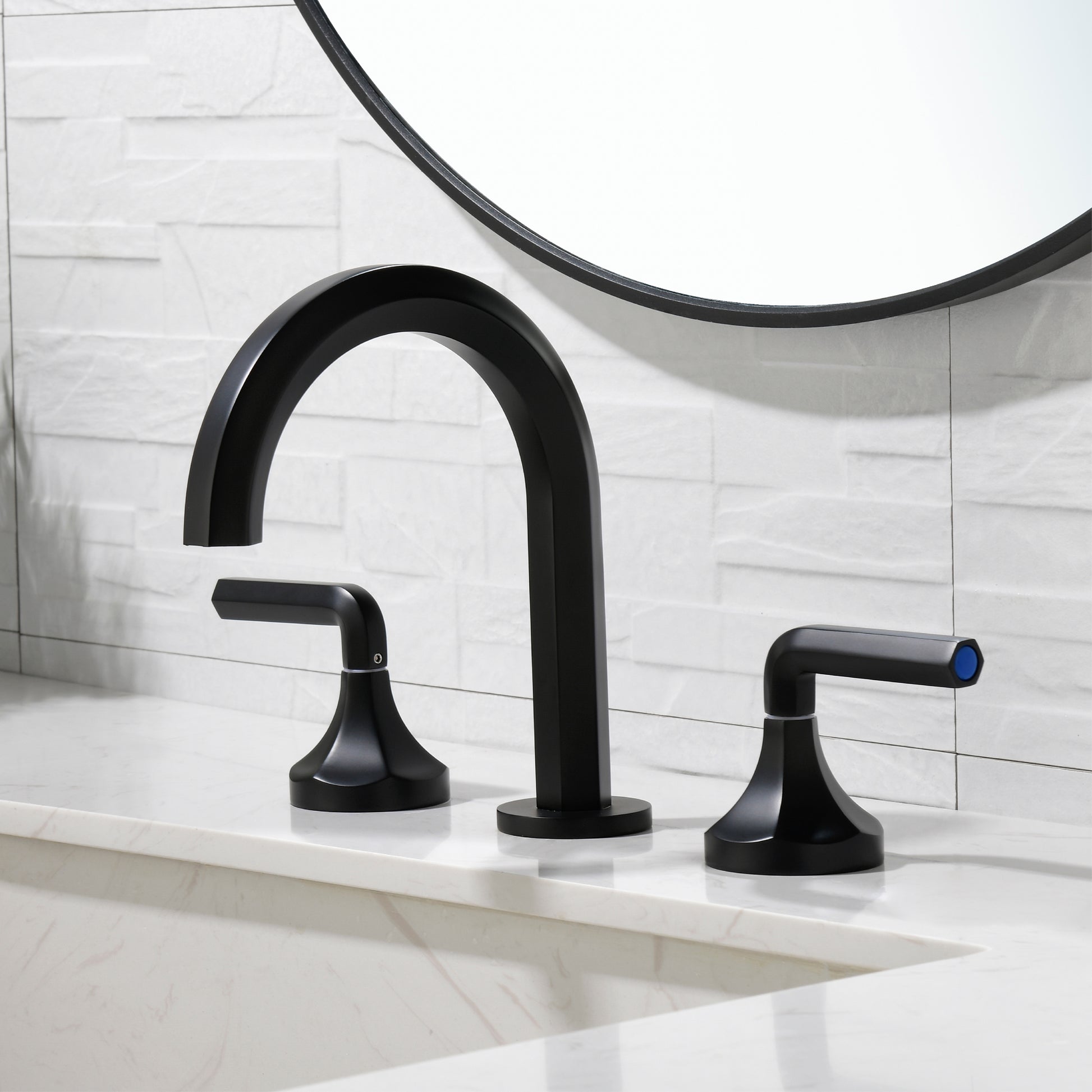 Matte Black 3-Hole Widespread Bathroom Sink Faucet with Dual Handles