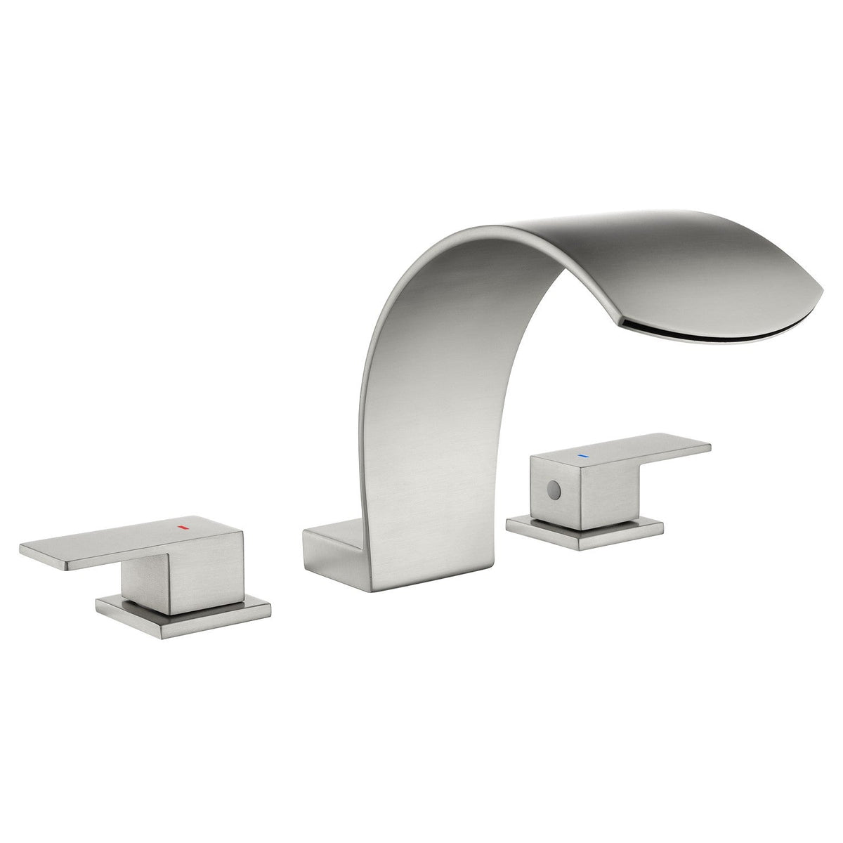 Brushed Gold/ Matte Black Widespread Bathroom Faucet with Waterfall Spout, Two Handles and cUPC Quick Connector Hose