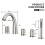 3-Handle Deck-Mounted Waterfall Roman Tub Faucet with Hand Shower