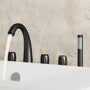 3-Handle Deck-Mounted Waterfall Roman Tub Faucet with Hand Shower
