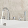 3-Handle Deck-Mounted Waterfall Roman Tub Faucet with Hand Shower