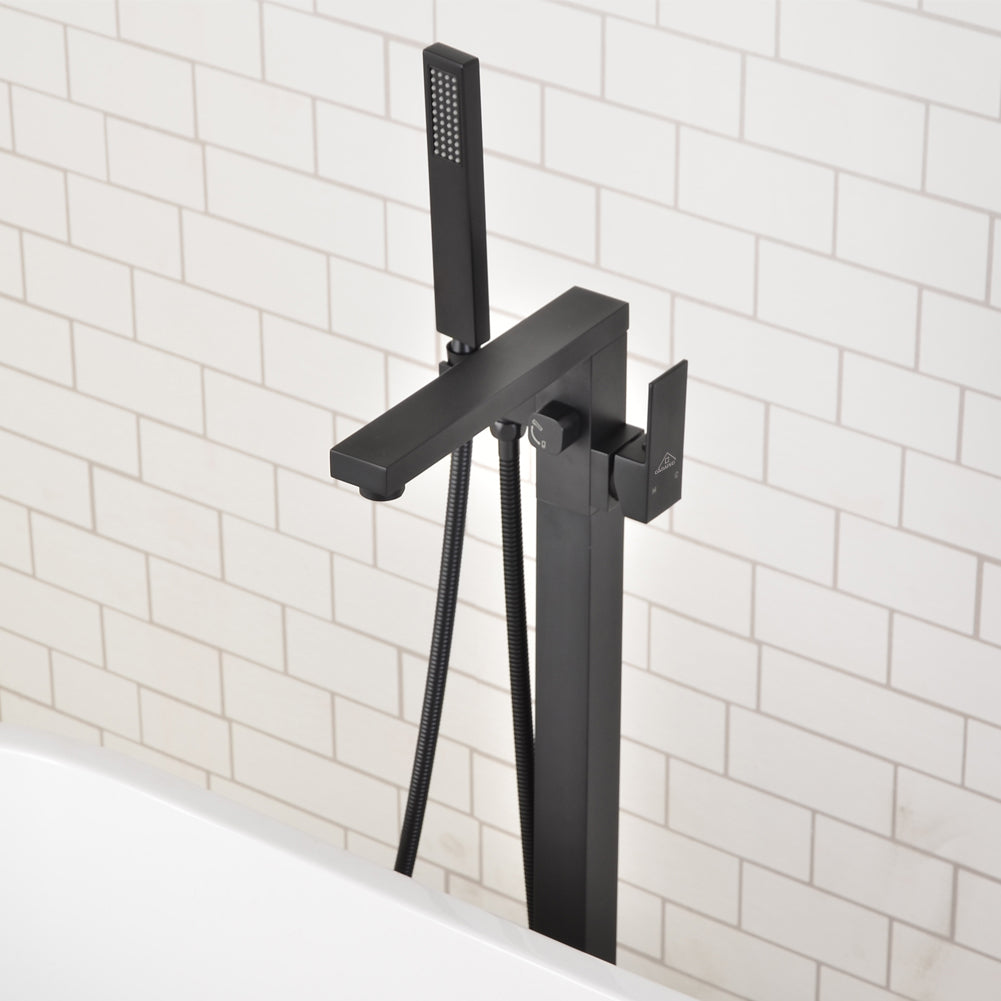 Casainc Freestanding 1-Handle Bathtub Faucet with Handheld Shower (Matte Black)-CASAINC