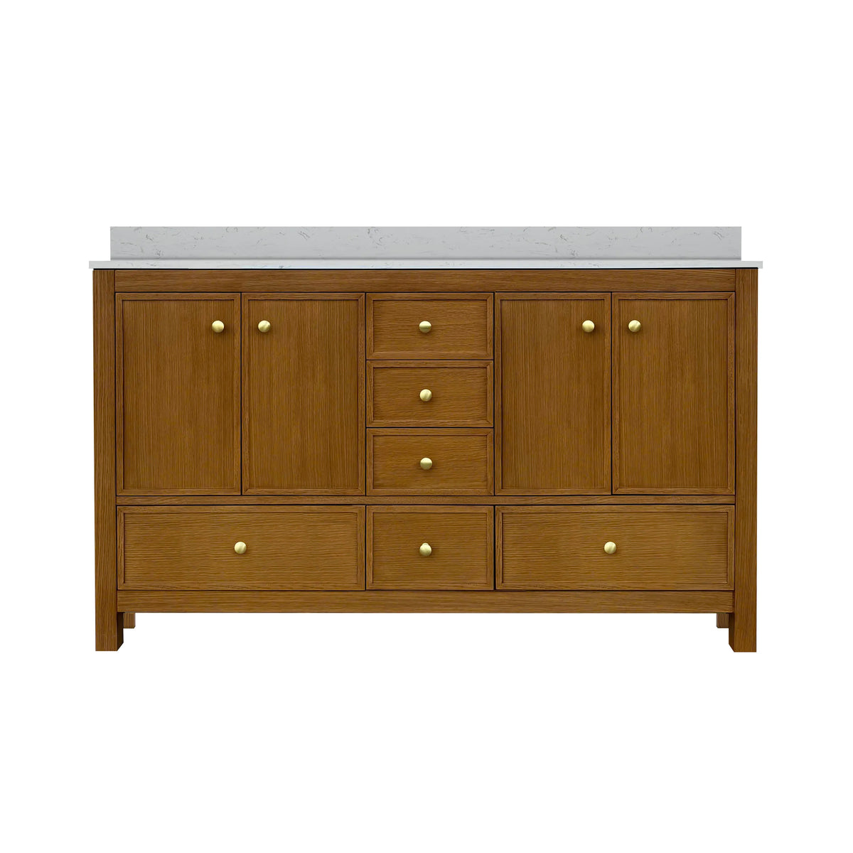 48"/60"/72" Freestanding Bathroom Vanity with Single/Double Sink & Marble Top