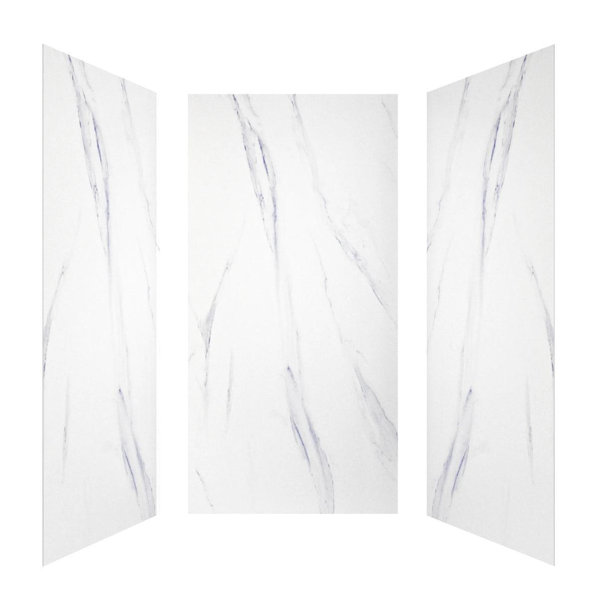 48"x36"x96" Calacatta/Cararra White SMC Shower Wall Panel System, Waterproof Grout-Free Shower Surround