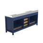 60"/84" Navy Blue Double Sink Bathroom Vanity with White Marble-Pattern Top