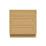 Inset Hazelnut Oak RTA 12-36"W x 34.5"H x 25"D 9-Size Base Cabinet with 3 Drawers
