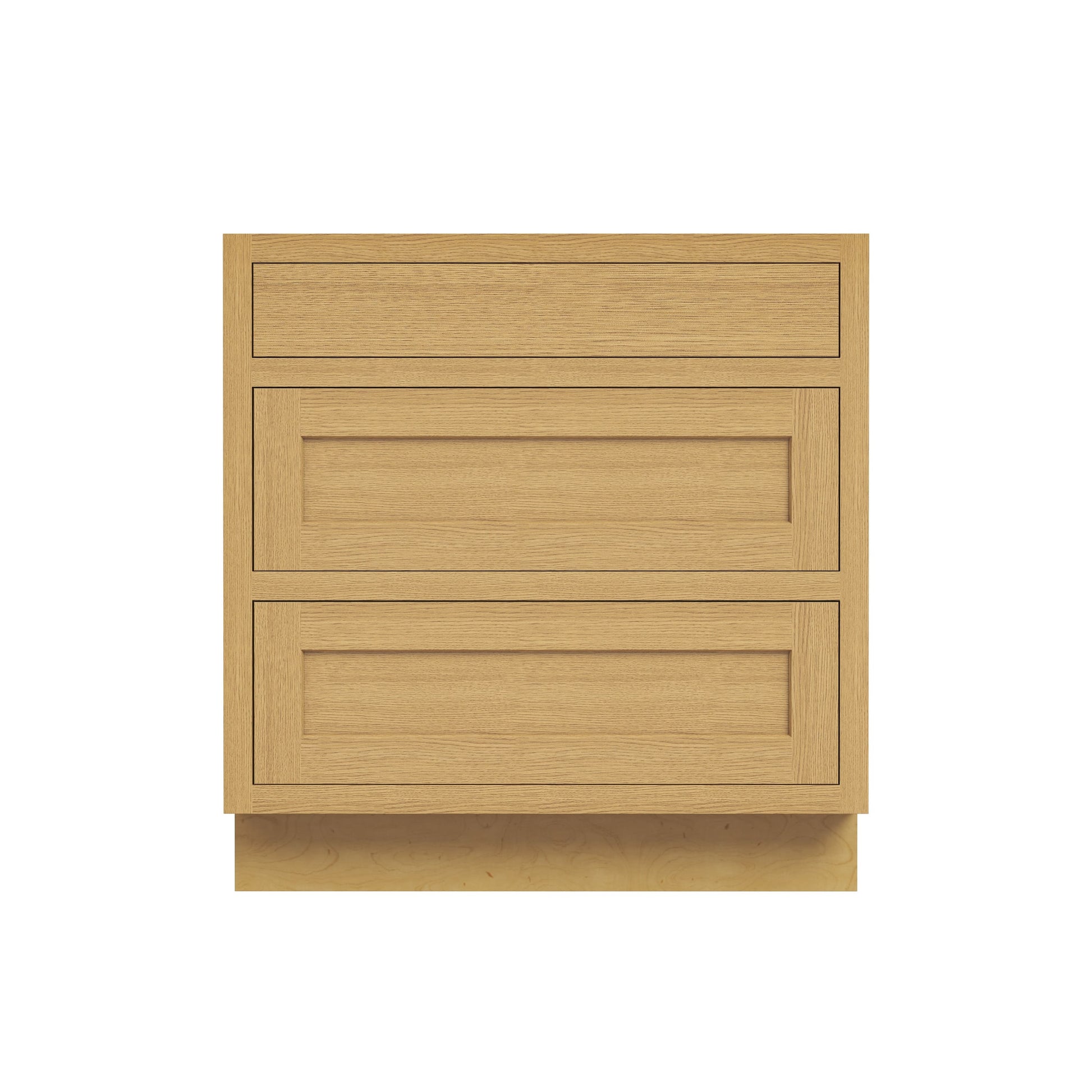 Inset Hazelnut Oak RTA 12-36"W x 34.5"H x 25"D 9-Size Base Cabinet with 3 Drawers