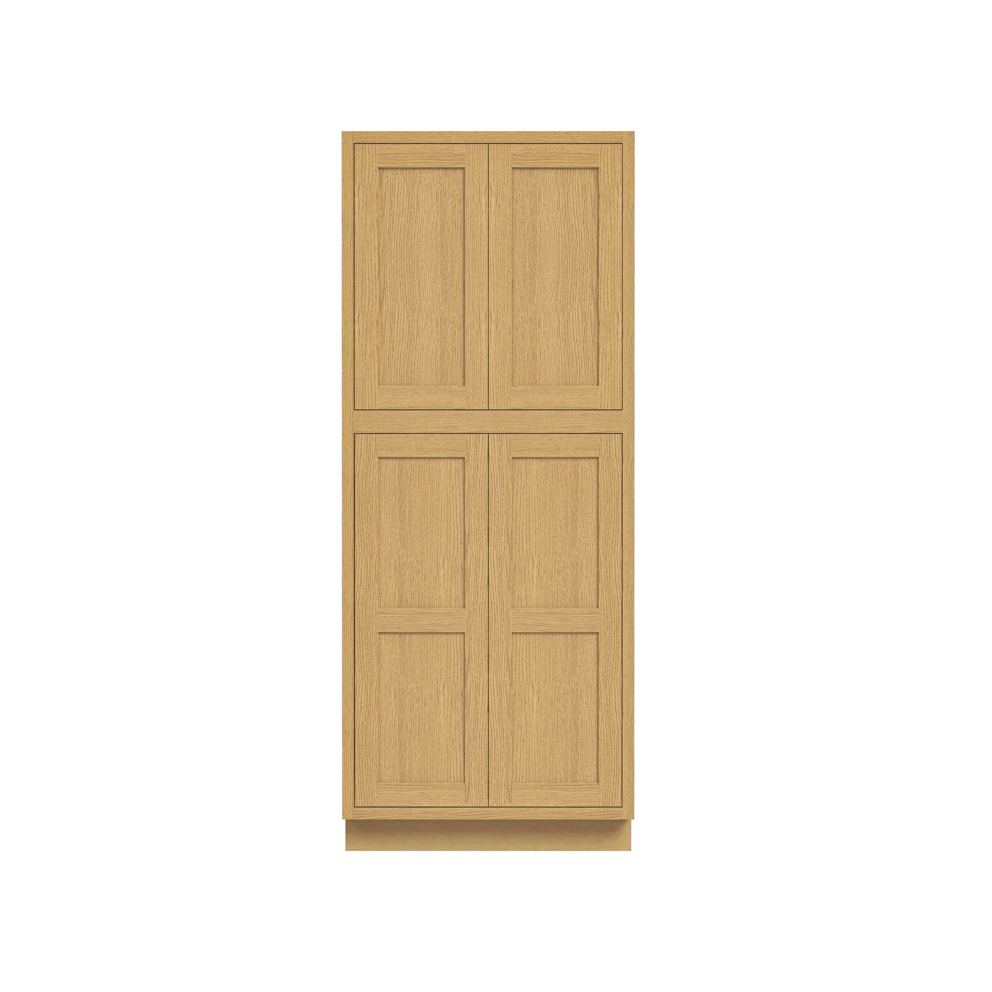 Inset Hazelnut Oak RTA 24-36"W x 84-96"H x 25"D 9-Size Pantry Cabinet with 4 Doors and 4 Shelves