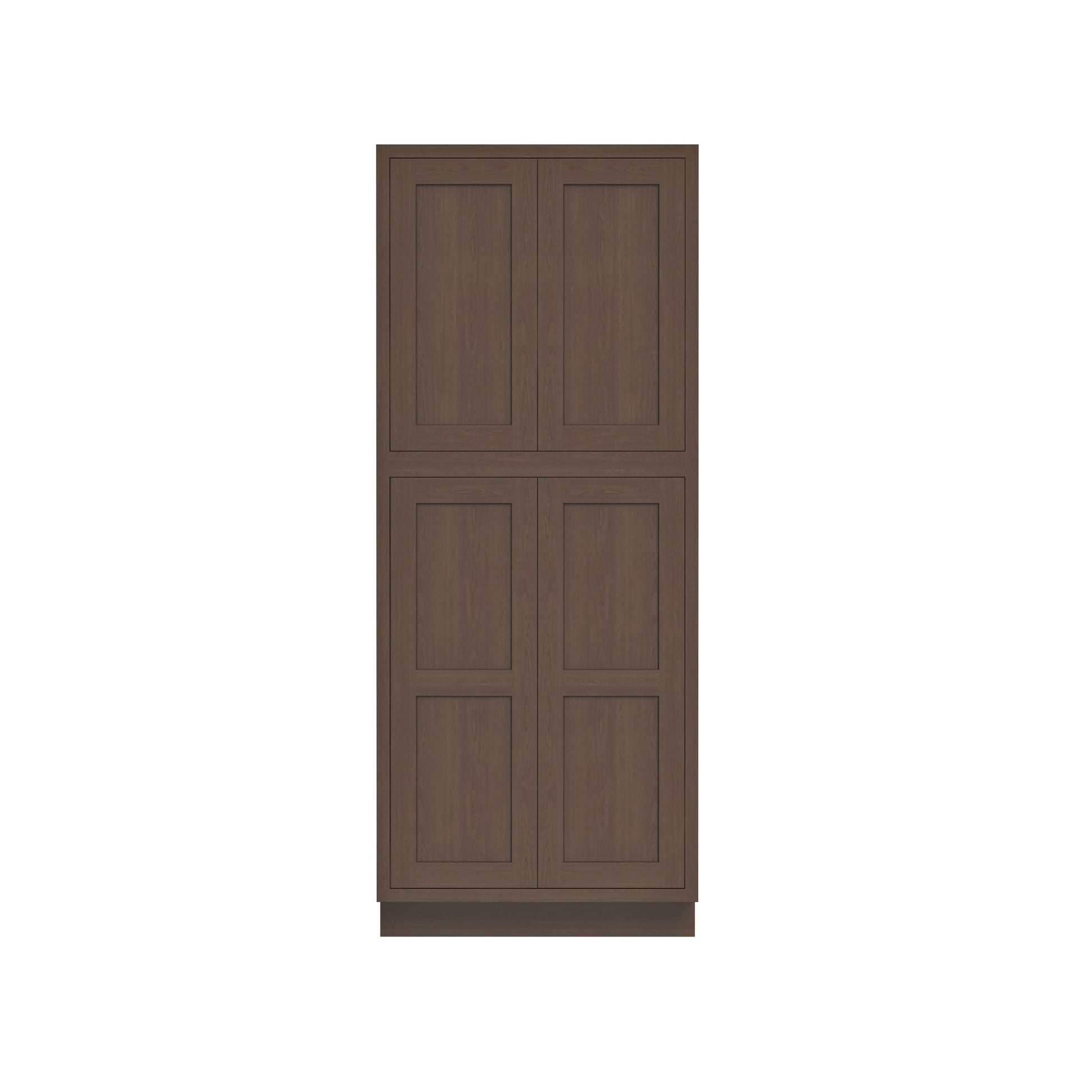 Inset Truffle Brown RTA 24-36"W x 84-96"H x 25"D 9-Size Pantry Cabinet with 4 Doors and 4 Shelves
