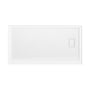 One-piece White Shower Base with Flamed Rock Slip-Resistant Surface, Left/Right Drain
