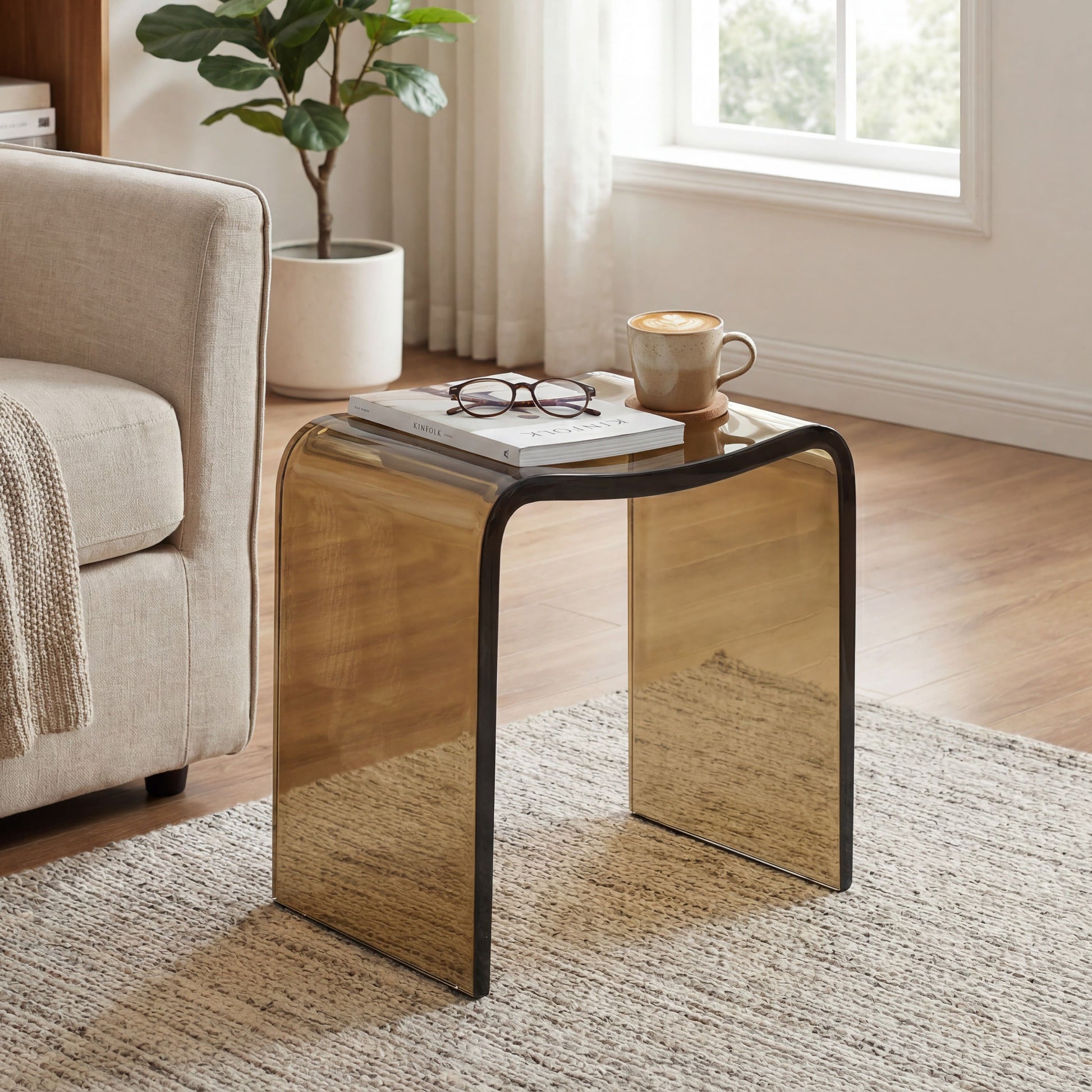 Resin Stone Freestanding Shower Stool with Gently Curved Seat