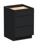 Slim Ebony Black Shaker RTA 12"-36"W x 34.5"H x 24"D 9-Size Drawer Base Cabinet with 3 Drawers