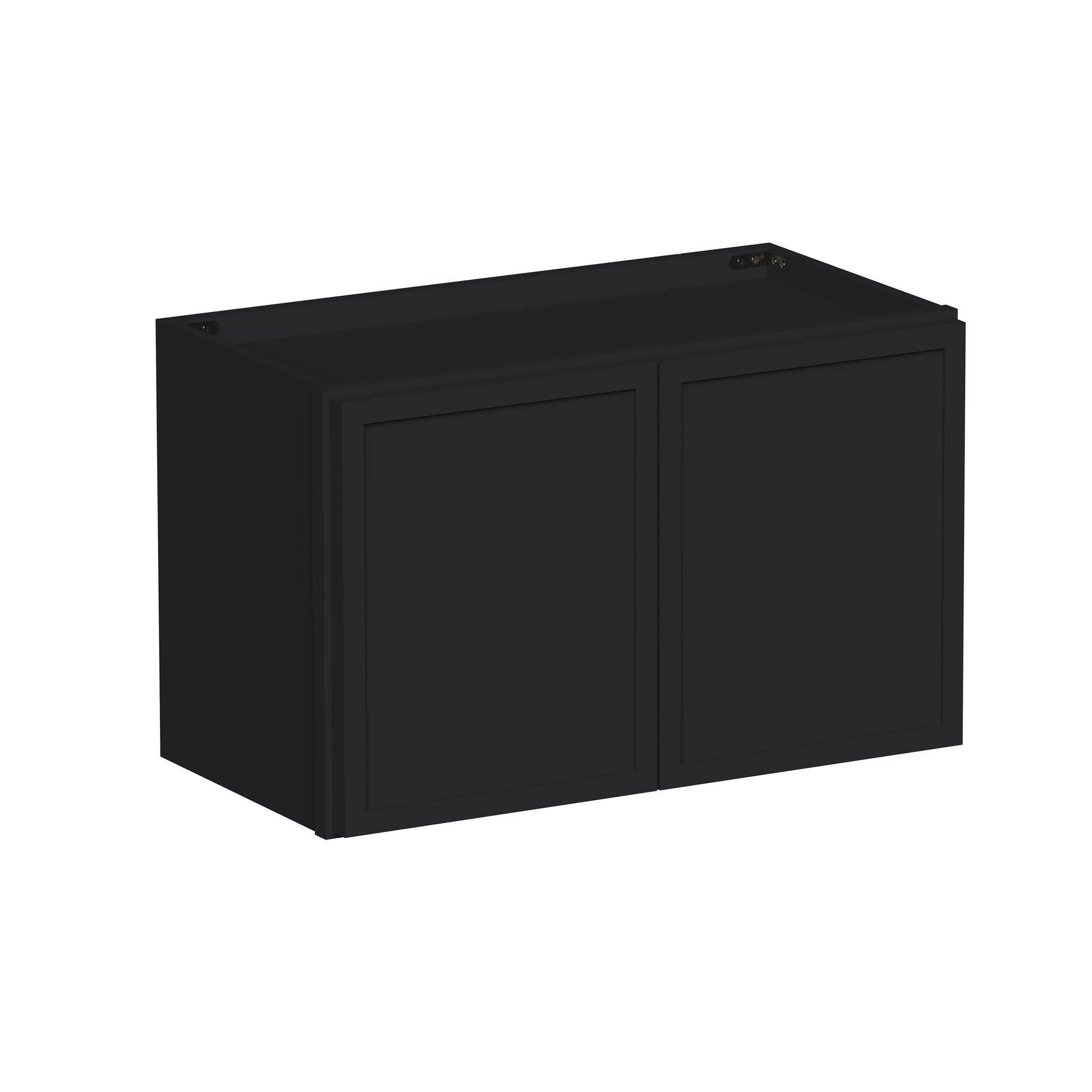 Slim Ebony Black Shaker RTA 24"-36"W x 12"-24"H x 12"D 17-Size Short Wall Cabinet with 2 Doors