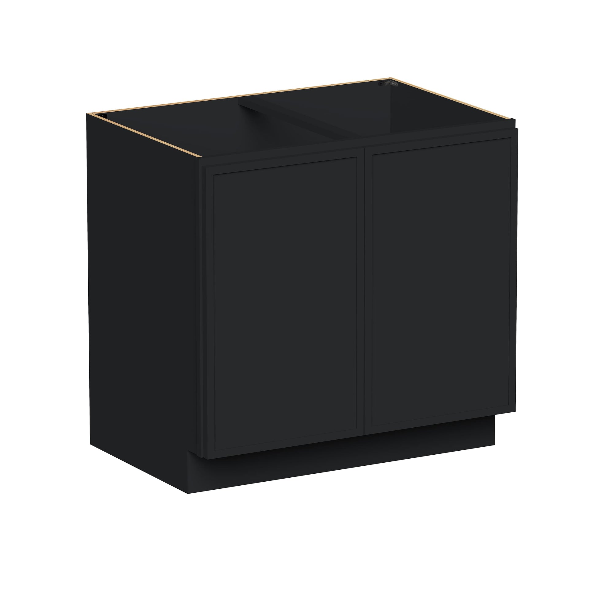 Slim Ebony Black Shaker RTA 24"-36"W x 34.5"H x 24"D 5-Size Full Height Door Base Cabinet with 2 Doors