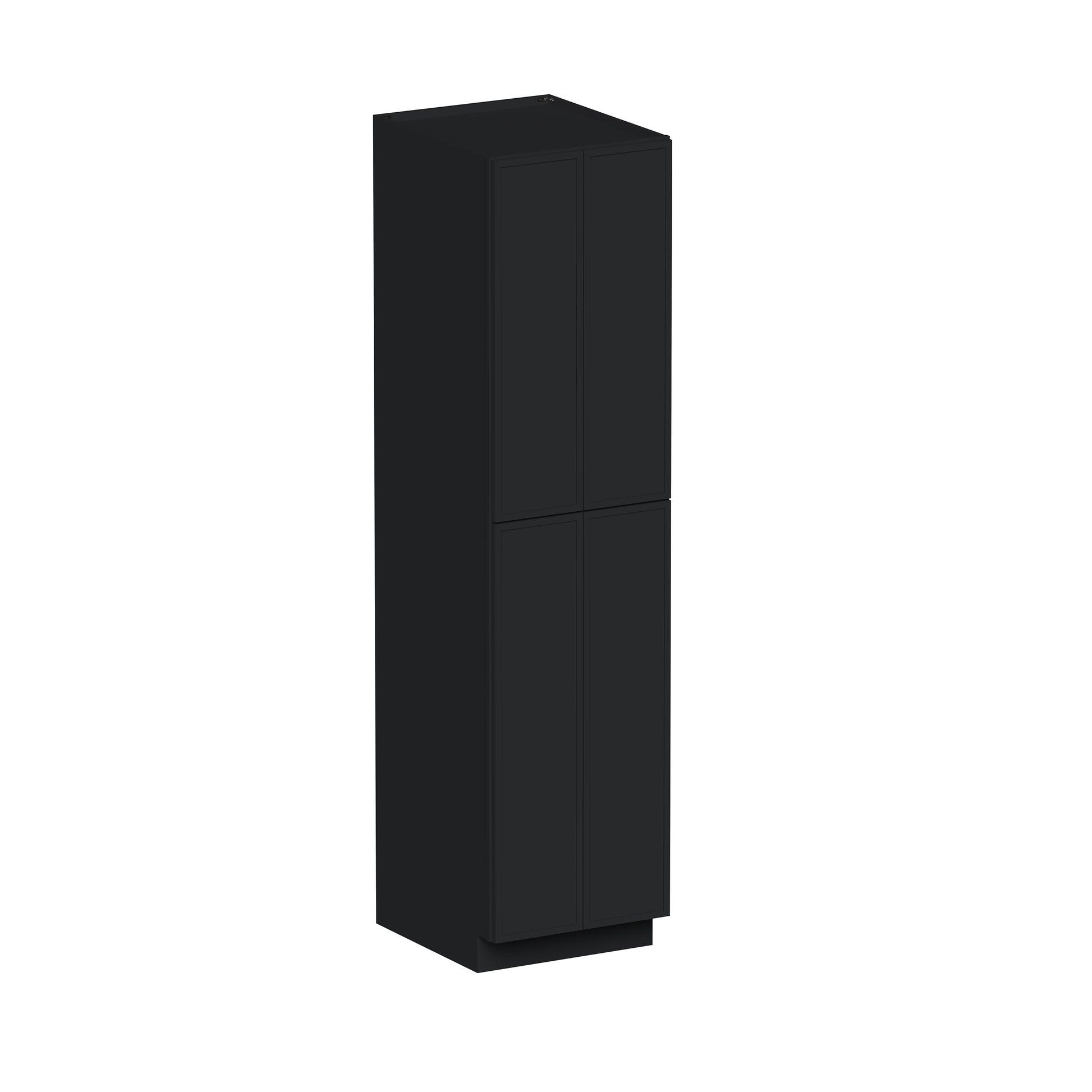 Slim Ebony Black Shaker RTA 24"/30"W x 84"/90"/96"H x 27"D 6-Size Tall Pantry Cabinet with 4 Doors and Shelves