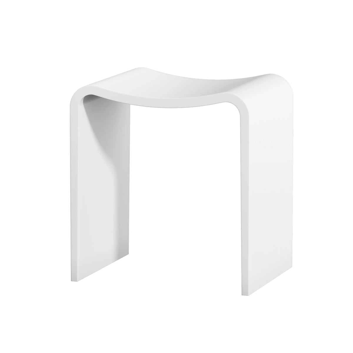 Solid Surface U-Shaped Shower Stool in Matte White / Matte Black