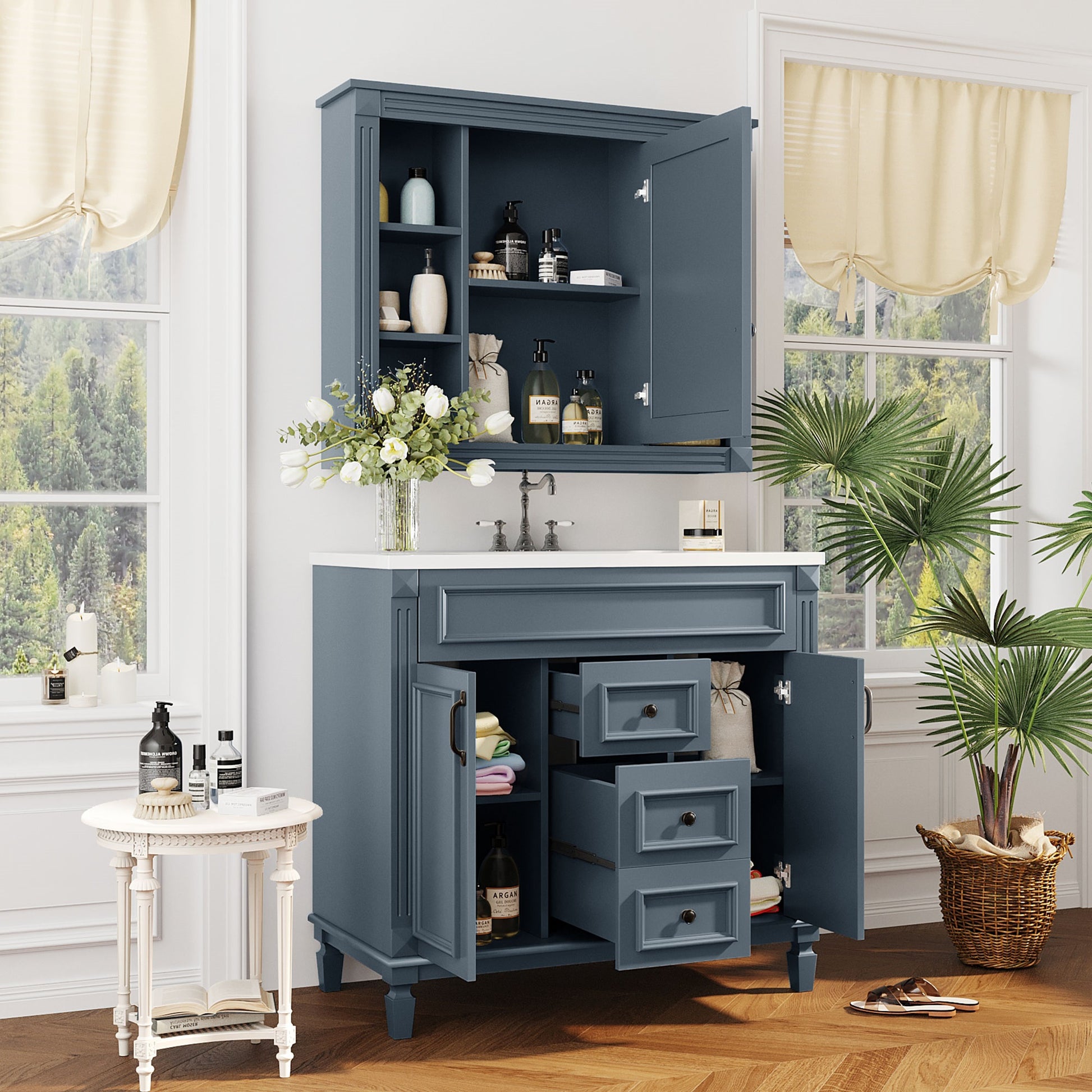36'' Single Sink Freestanding Bathroom Vanity with 2 Soft Closing Doors and 2 Drawers