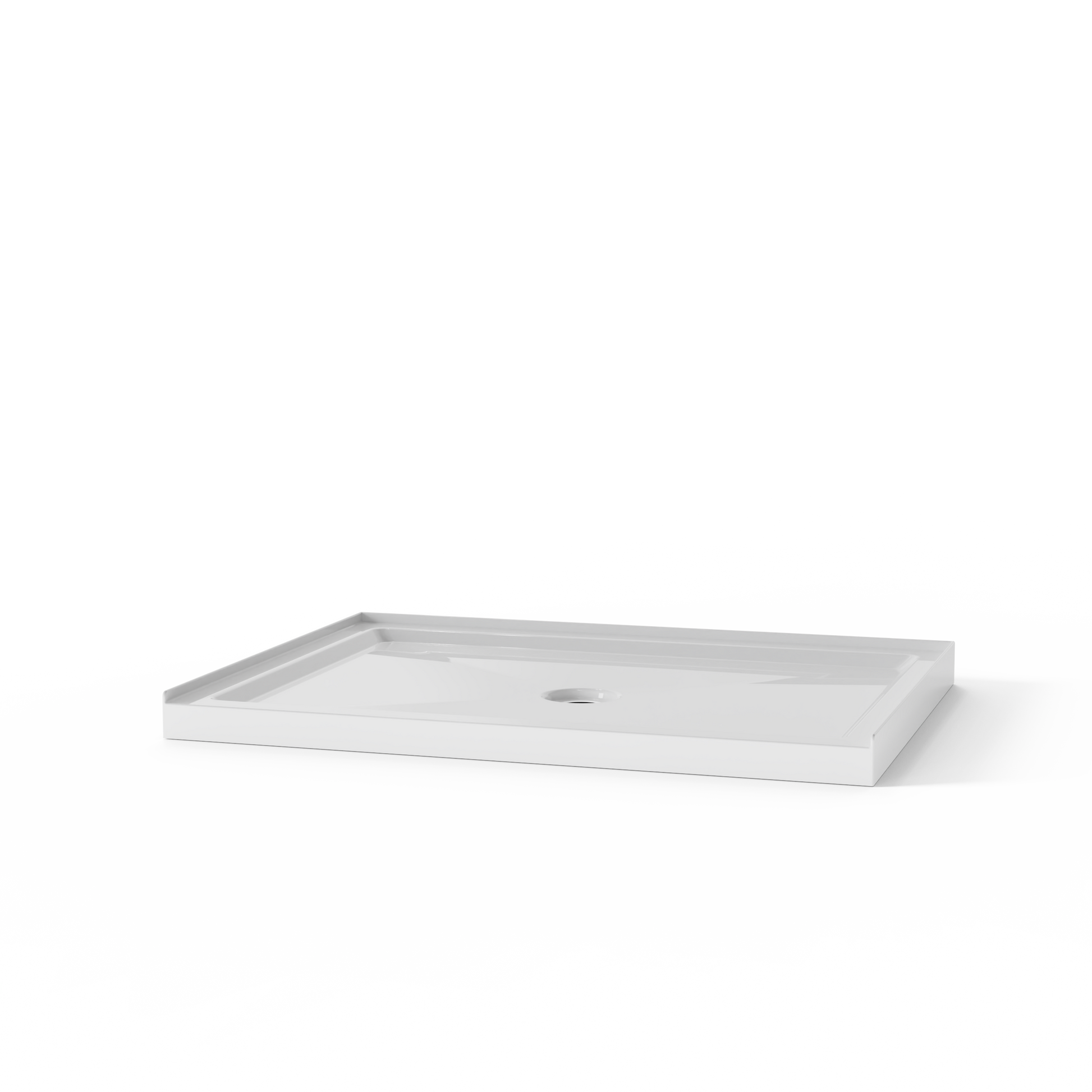 48" x 32" Acrylic Shower Base with Center Drain, Non-Slip Single Threshold Design