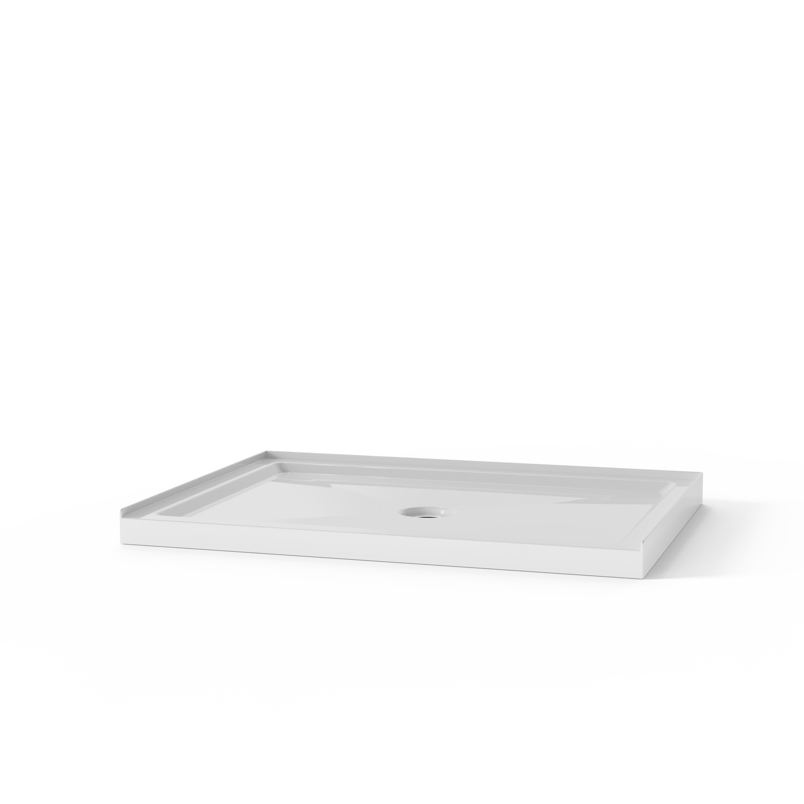 48" x 32" Acrylic Shower Base with Center Drain, Non-Slip Single Threshold Design