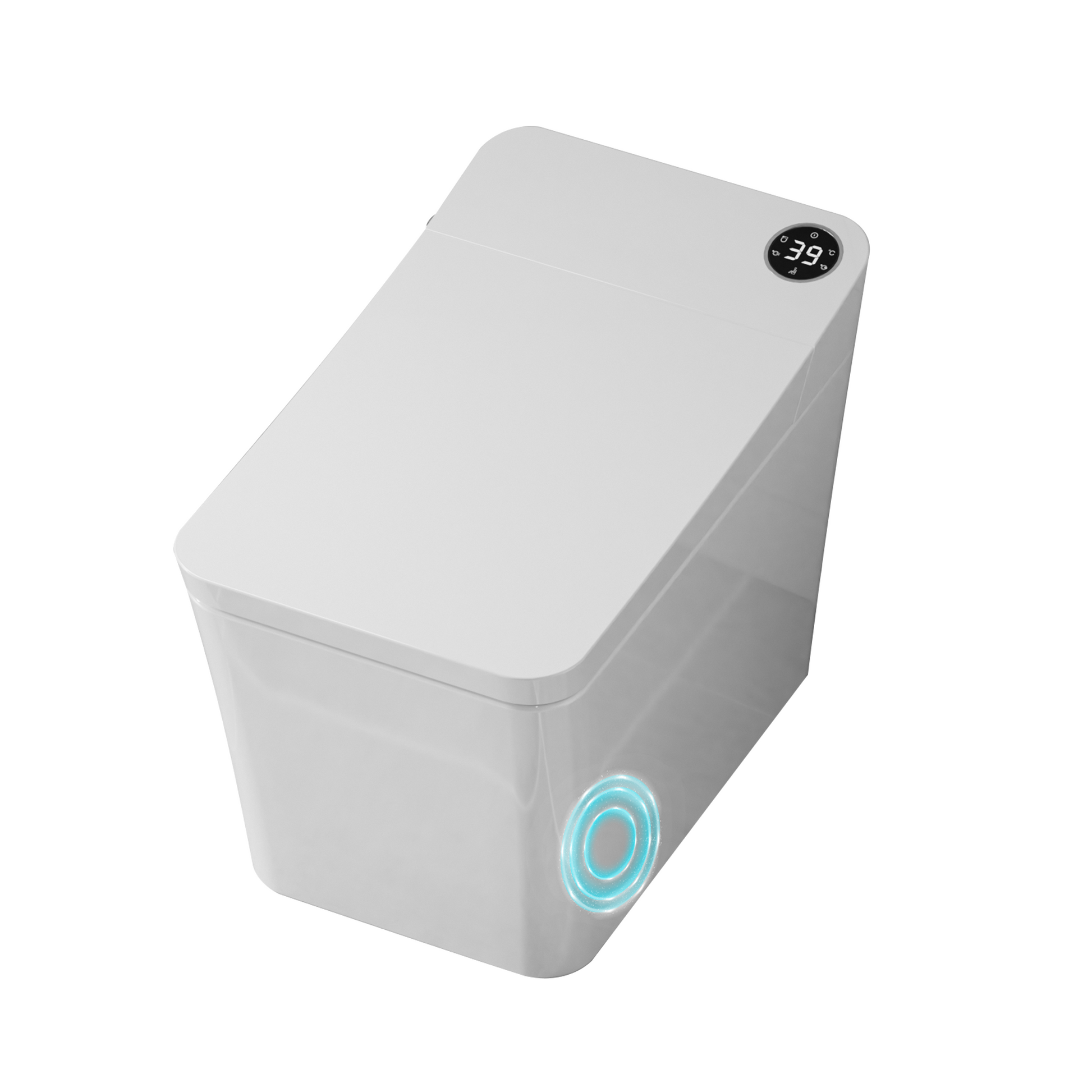 Elongated White Square-Shaped Tankless Smart Bidet Toilet