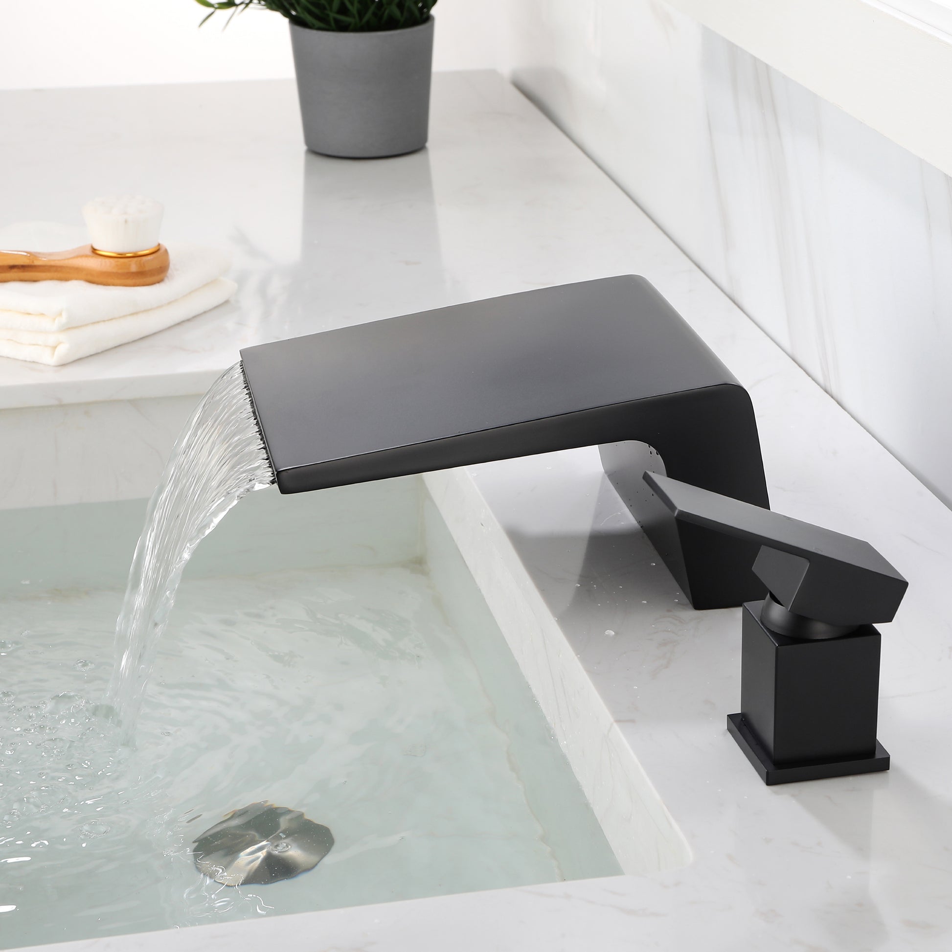 8 in. Widespread Single Handle Bathroom Faucet with cUPC Hose in Matte Black