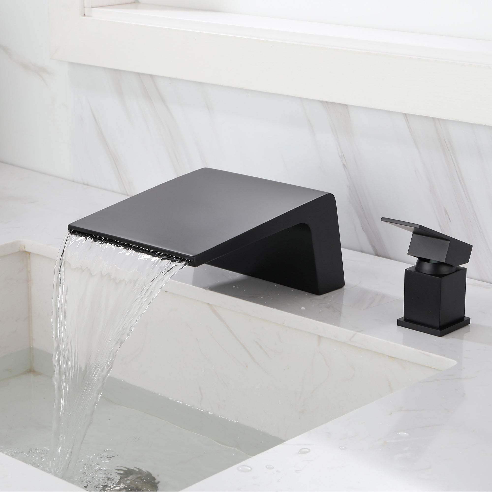 8 in. Widespread Single Handle Bathroom Faucet with cUPC Hose in Matte Black