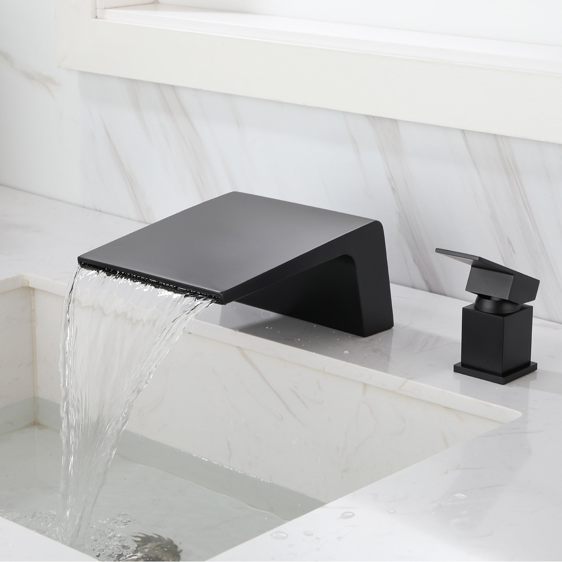 8 in. Widespread Single Handle Bathroom Faucet with cUPC Hose in Matte Black