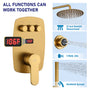 12" Wall-Mounted Body Jet Shower System with Slide Bar & Digital Display