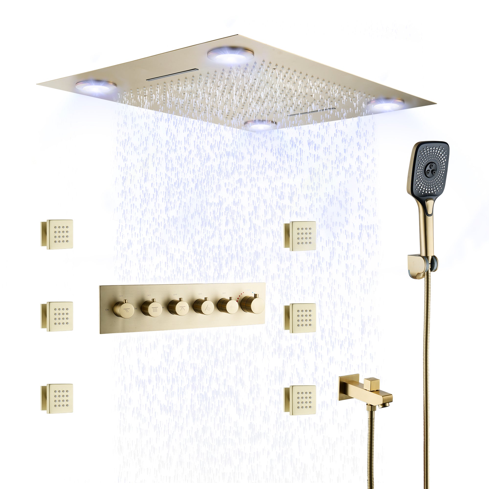 32" x 24" Luxury Shower System with Body Jets & LED Lights
