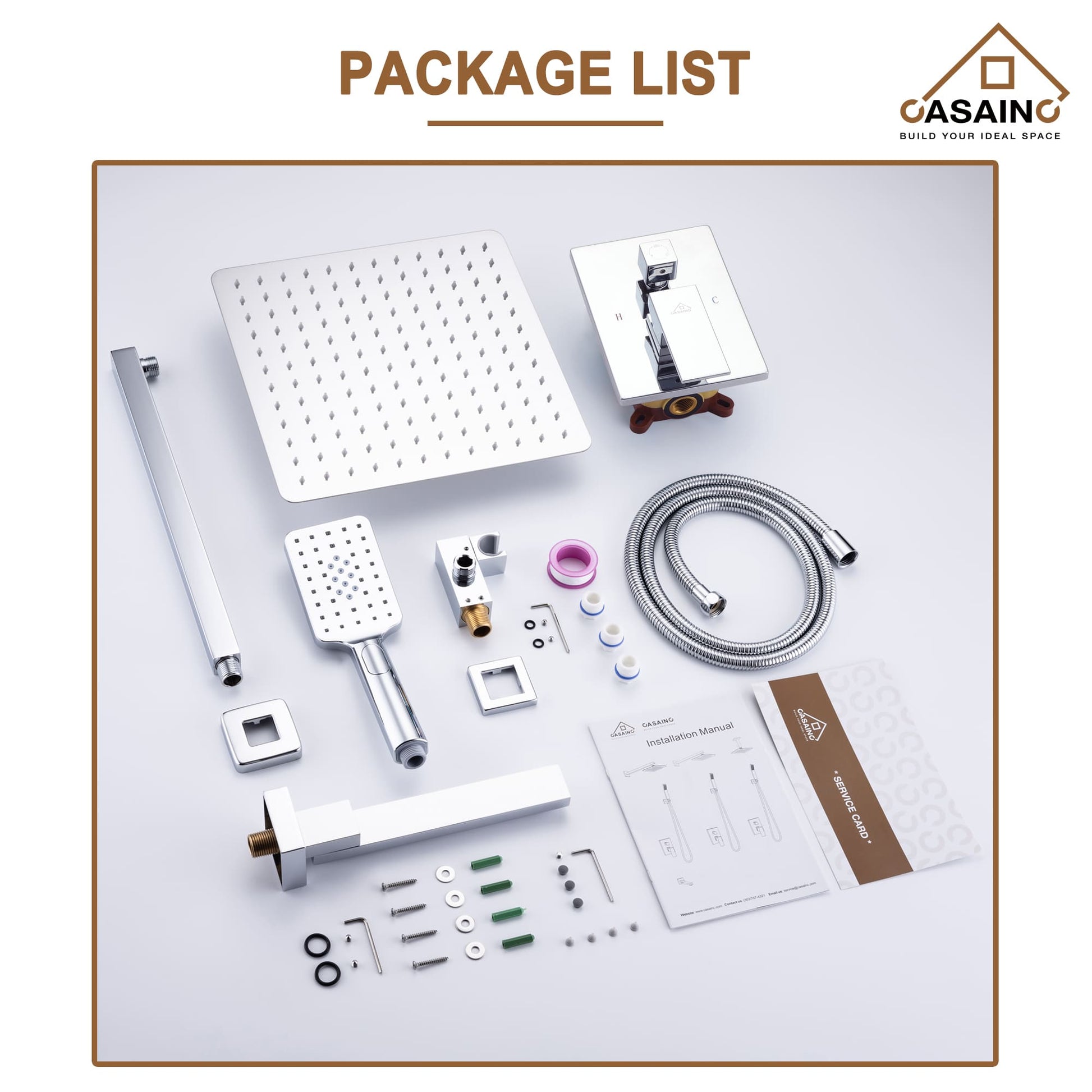 CASAINC Shower System with Rain Shower and Handheld and Tub Faucet Shower Set 