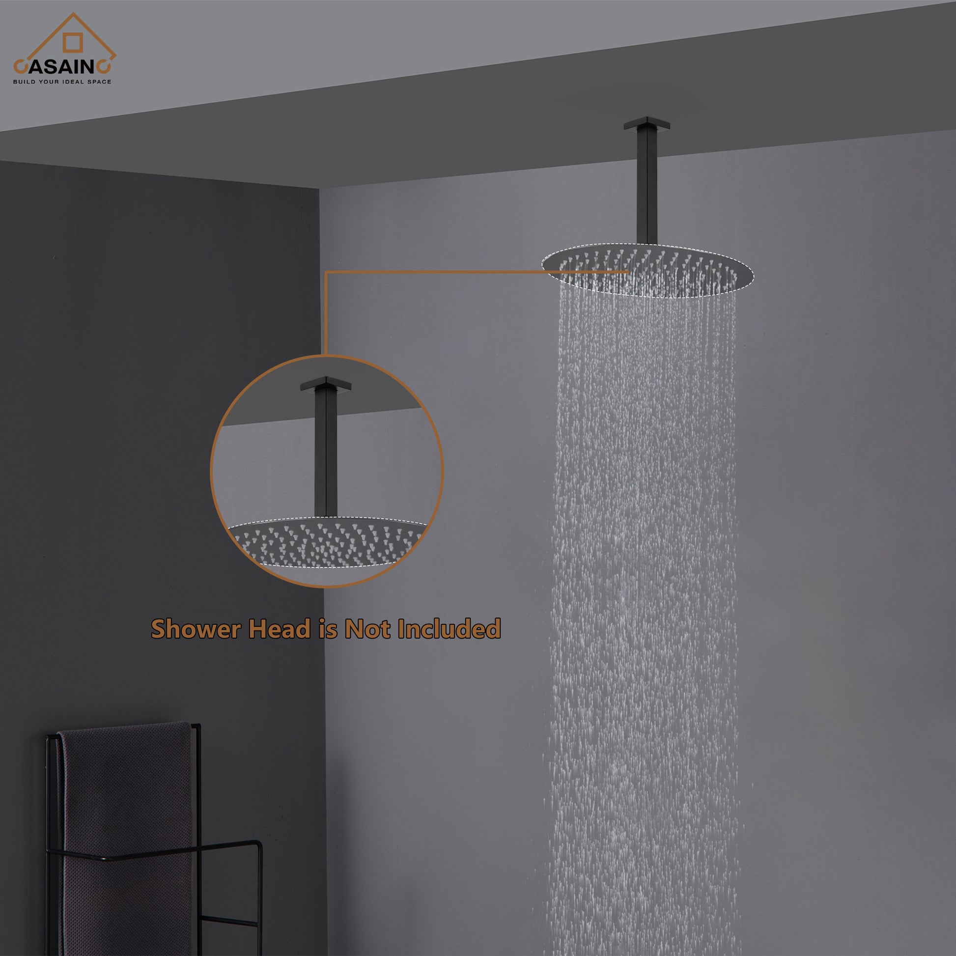 7.87"/11.81" Square Ceiling-Mounted Shower Arm with Flange Cover