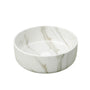 14 in. Round Ceramic Vessel Bathroom Sink in Glossy White / Stone Pattern Matte White