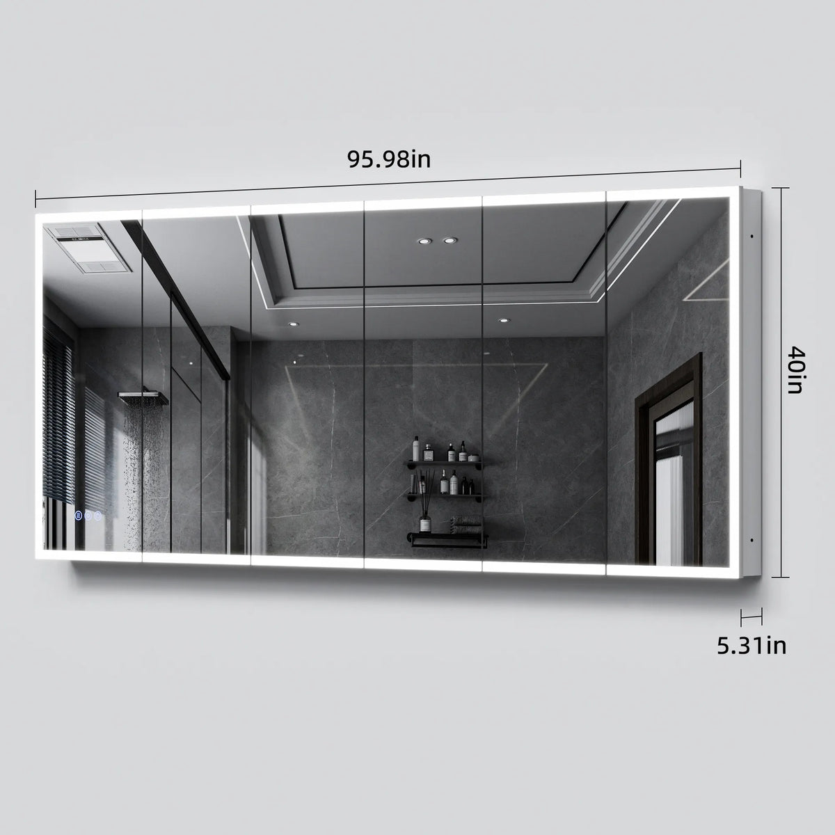 16"-96" Aluminum LED Medicine Cabinet with Anti-Fog Mirror, 3 Color Temperatures & Dimmable Lighting