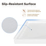 36"-60"x30"-36" White SMC Shower Base with Flamed Rock Slip-Resistant Surface, Center Drain