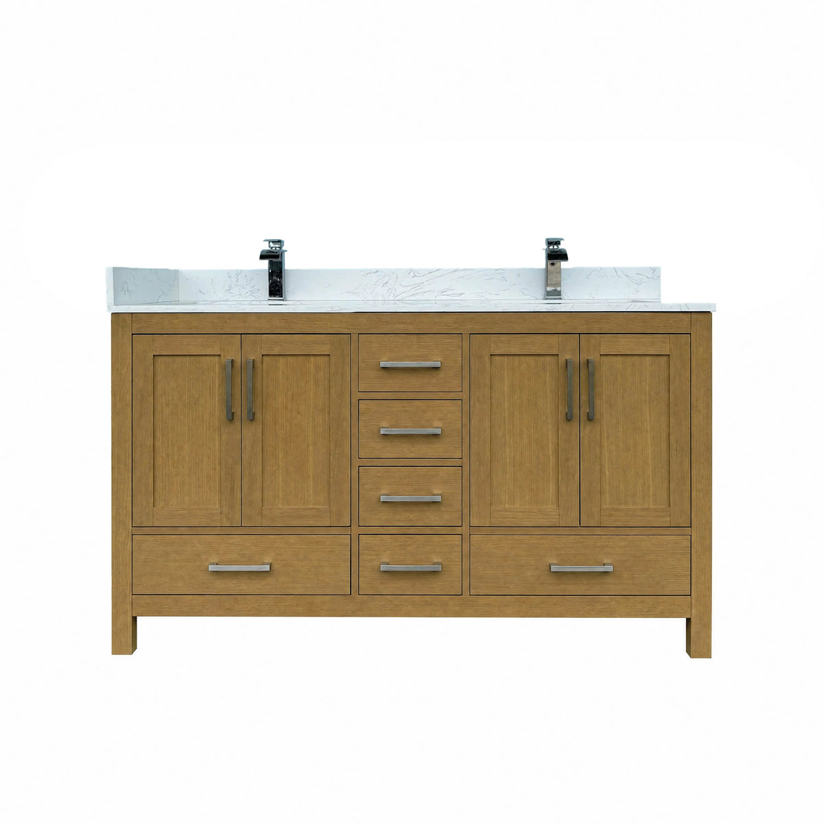 42"/55"/60"/72"/84" Warm Oak Freestanding Bathroom Vanity with Solid Wood Construction