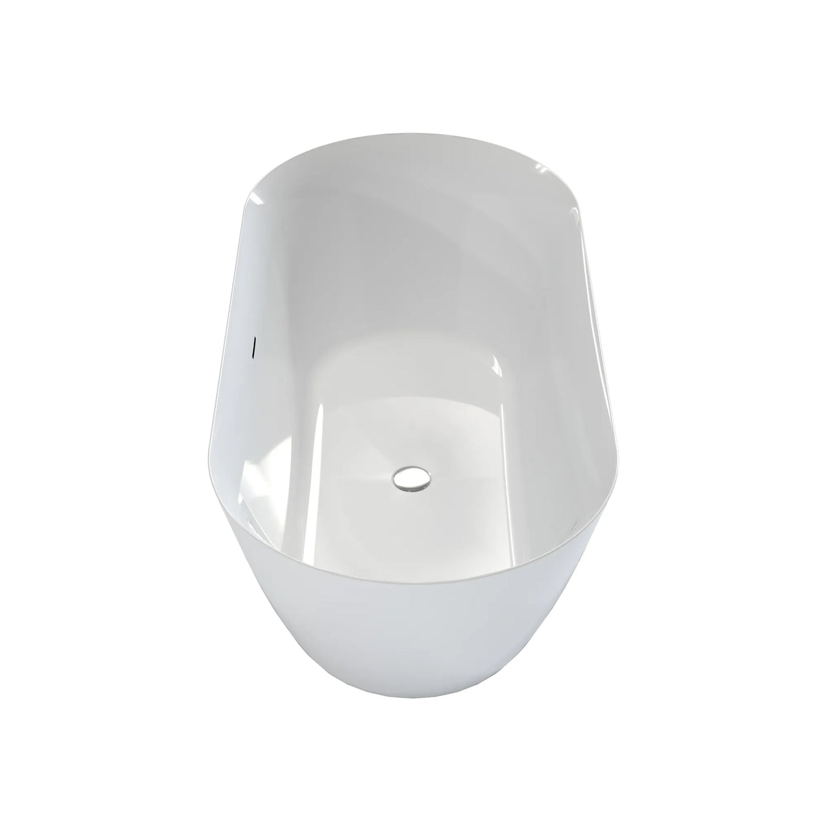 55"/59"/63" Glossy White Acrylic Freestanding Oval Soaking Bathtub with Center Pop-Up Drain and Integrated Overflow
