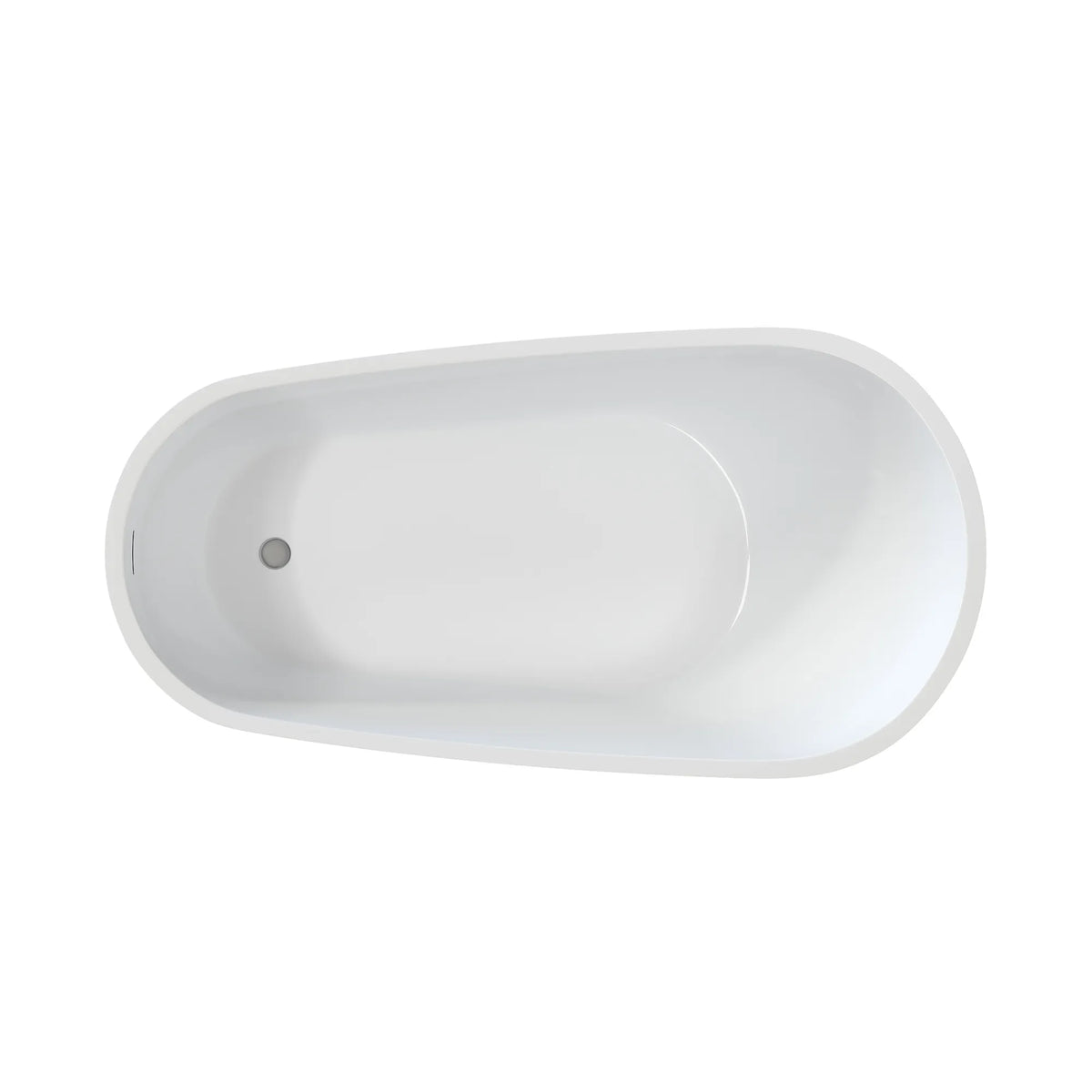 55"/59"/63" Glossy White Acrylic Freestanding Soaking Bathtub with Slipper design