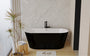 59 in. Acrylic Freestanding Soaking Bathtub with Toe-Tap Drain in Glossy White/Black