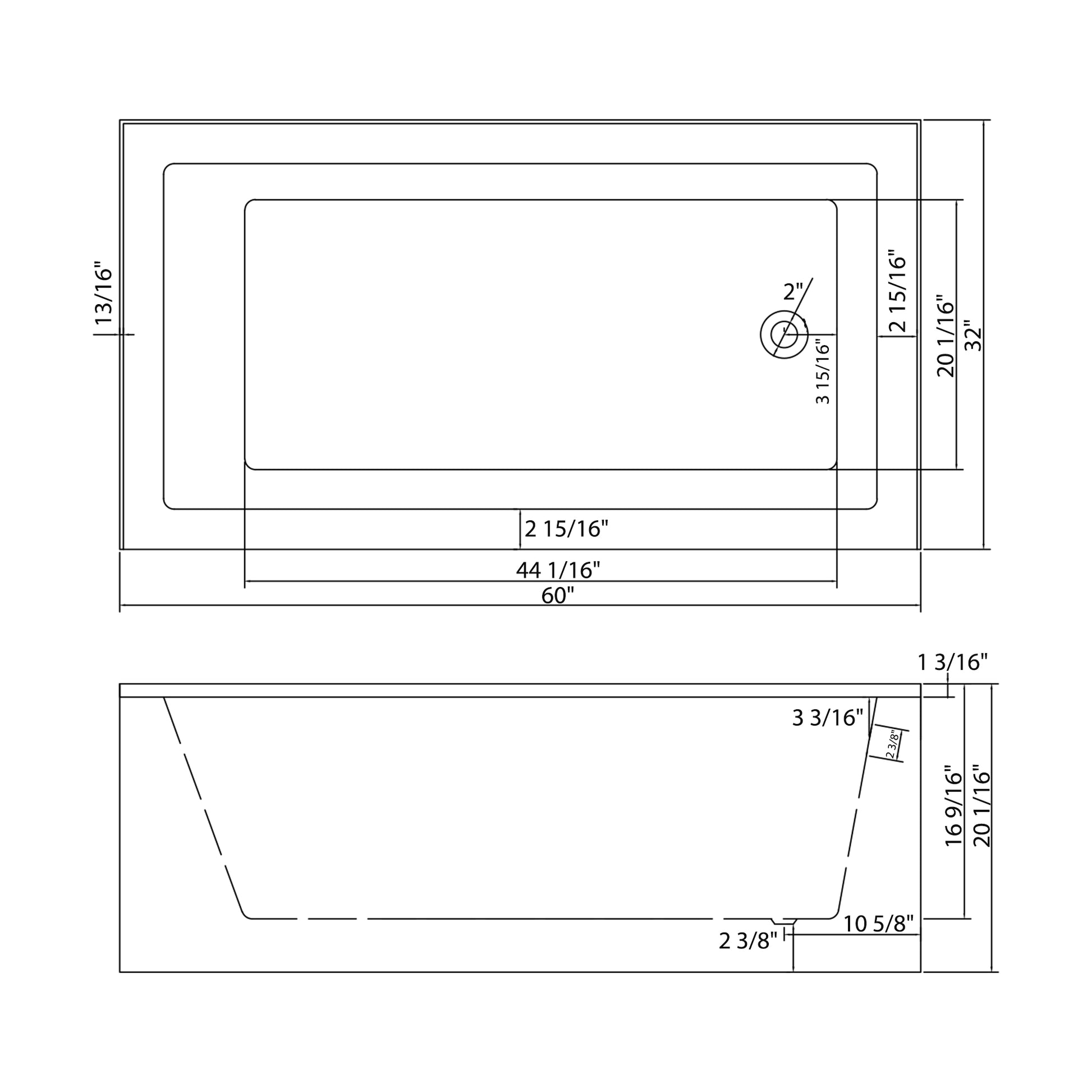 60 in. Glossy White Acrylic Alcove Soaking Bathtub with Integrated Skirt, Chrome Twist Drain and Overflow