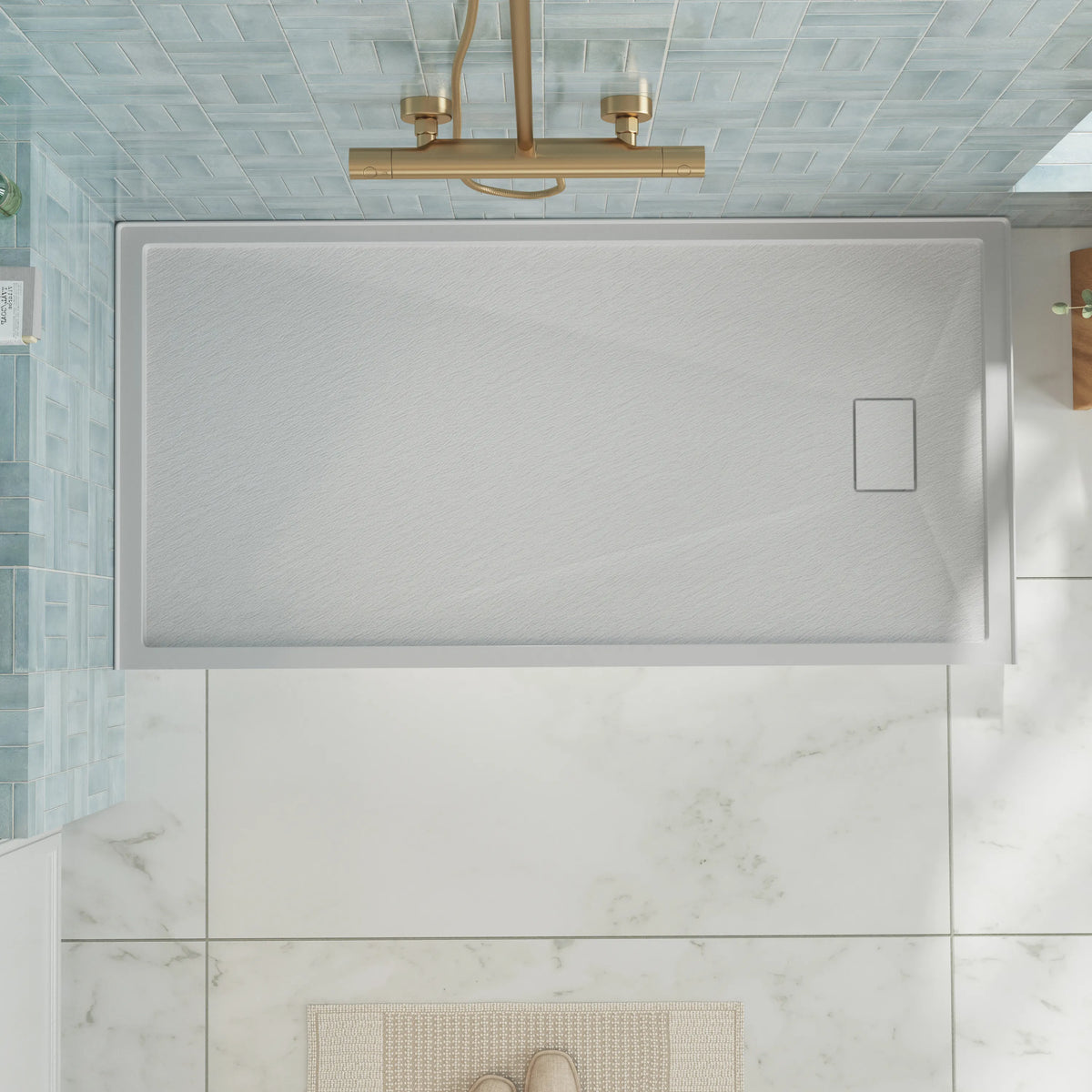 60"x30"/32" Grey One-Piece SMC Shower Pan Base with Anti-Slip Texture