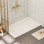 60"x32"/36" Curbless SMC Shower Base with Flamed Rock Slip-Resistant Surface, Reversible Drain