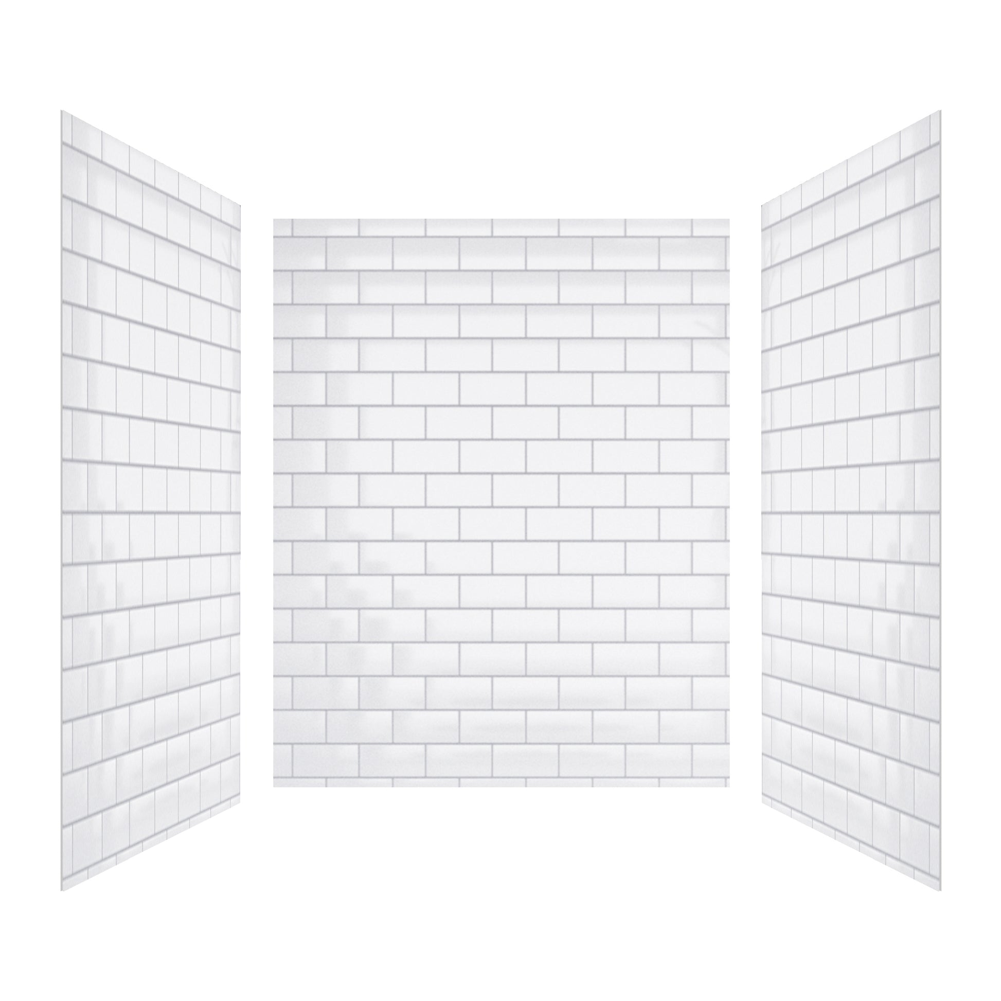 60"x32"x96" SMC Shower Wall Panel Kit with Small Subway Tile Pattern with Matte White / Glossy White Finish
