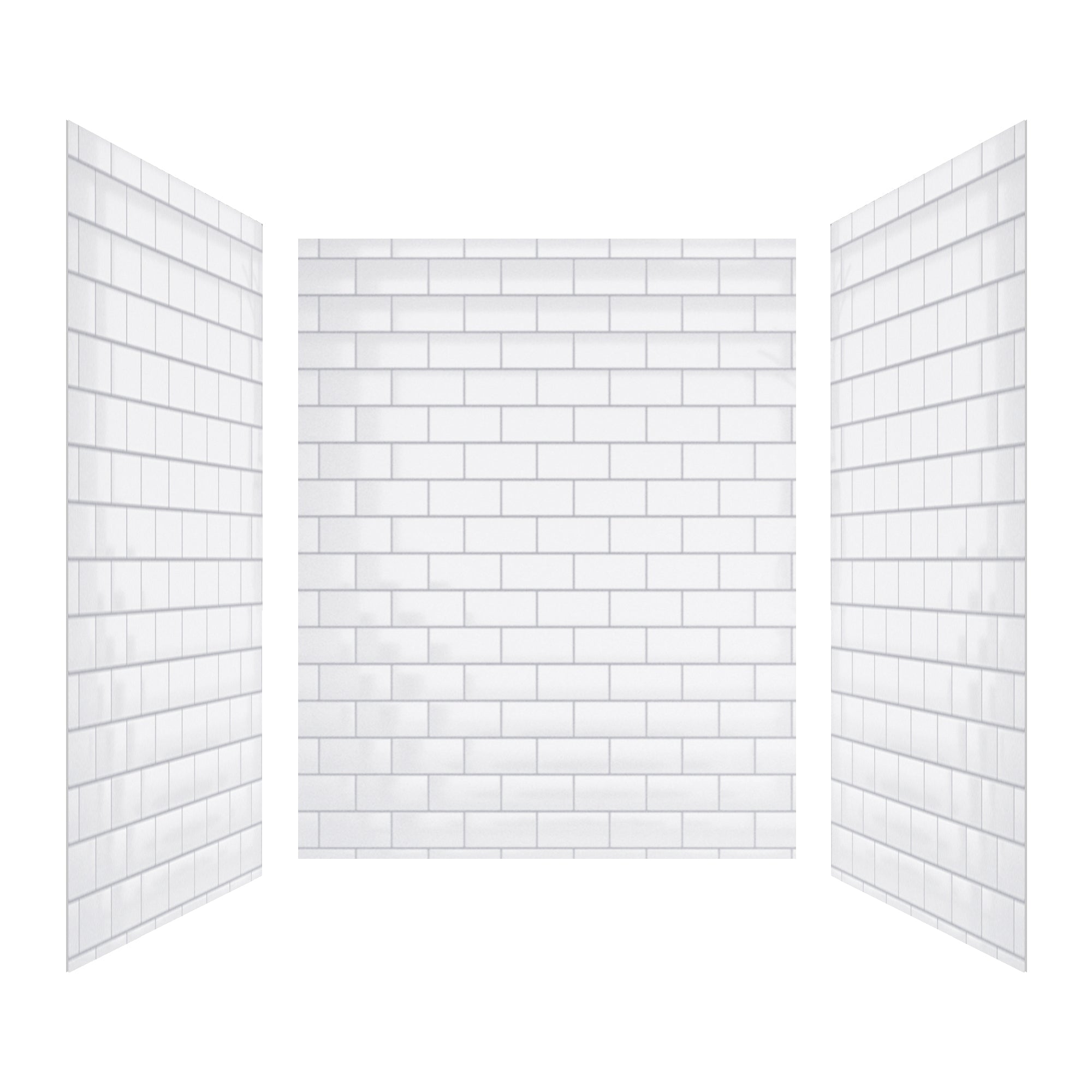 60"x32"x96" SMC Shower Wall Panel Kit with Small Subway Tile Pattern with Matte White / Glossy White Finish