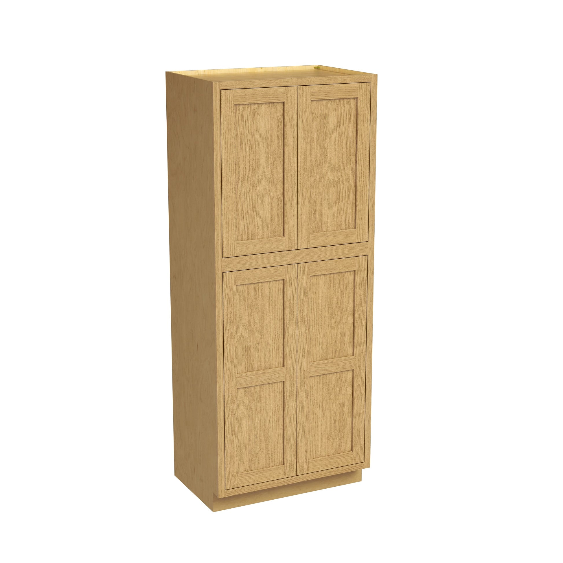 Inset Hazelnut Oak RTA 24-36"W x 84-96"H x 25"D 9-Size Pantry Cabinet with 4 Doors and 4 Shelves