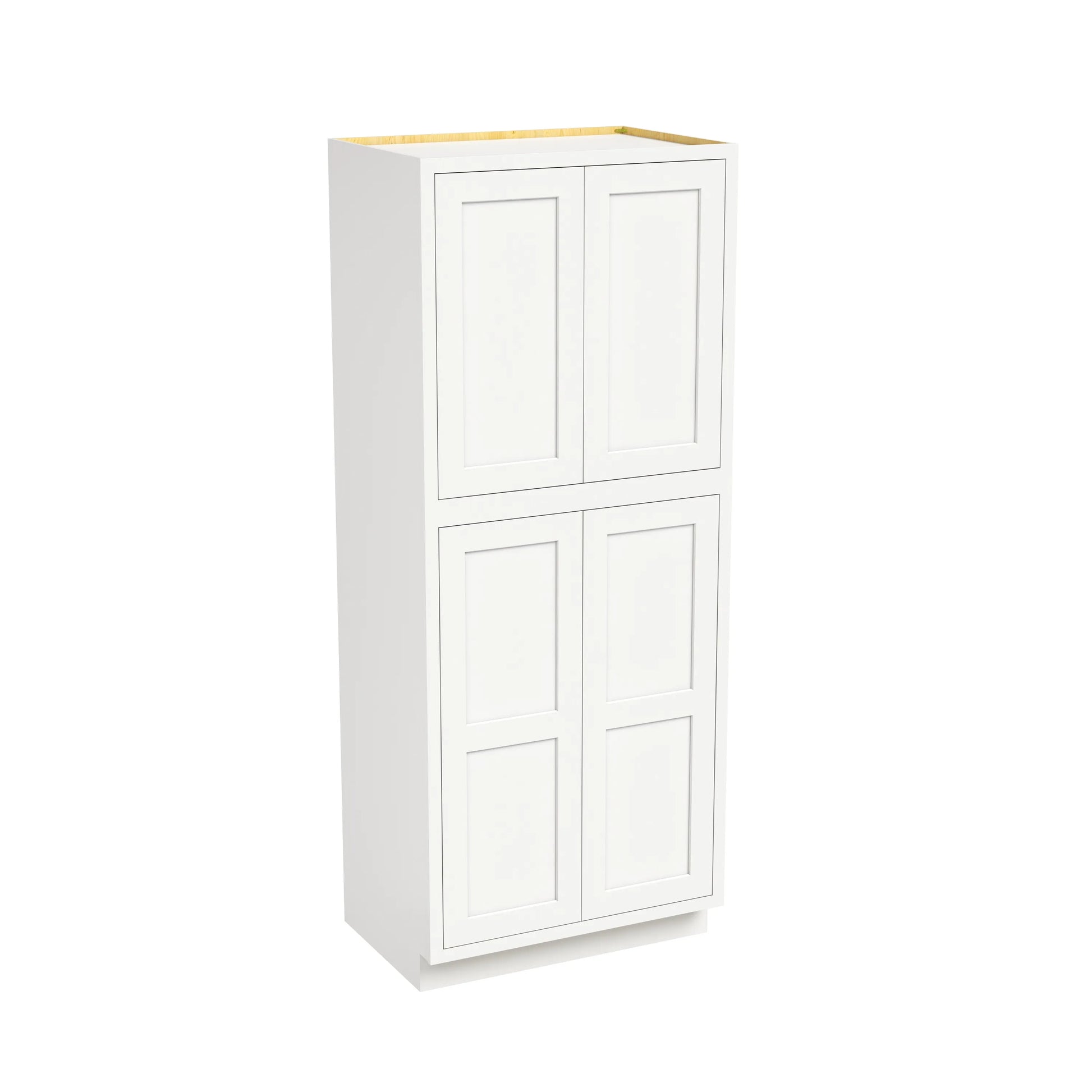 Inset Origami White RTA 24-36"W x 84-96"H x 25"D 9-Size Pantry Cabinet with 4 Doors and 4 Shelves
