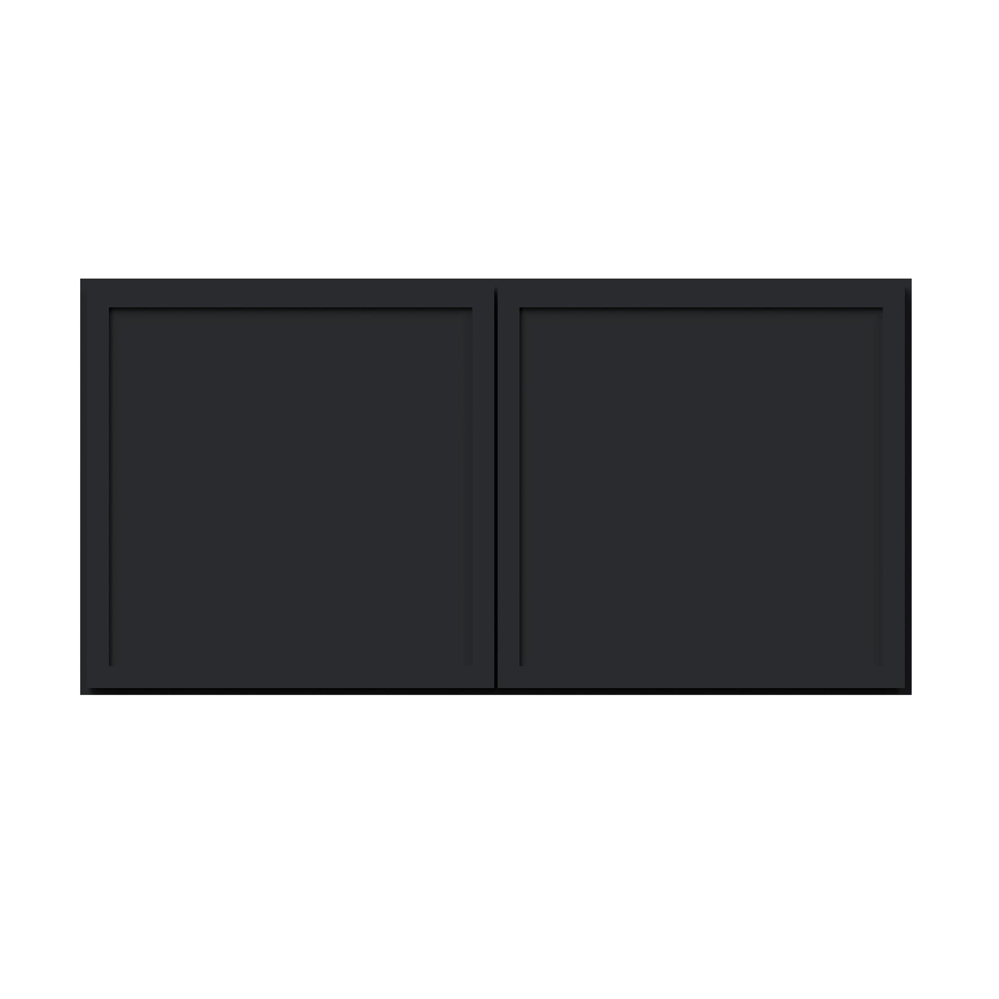 Slim Ebony Black Shaker RTA 24"-36"W x 12"-24"H x 12"D 17-Size Short Wall Cabinet with 2 Doors