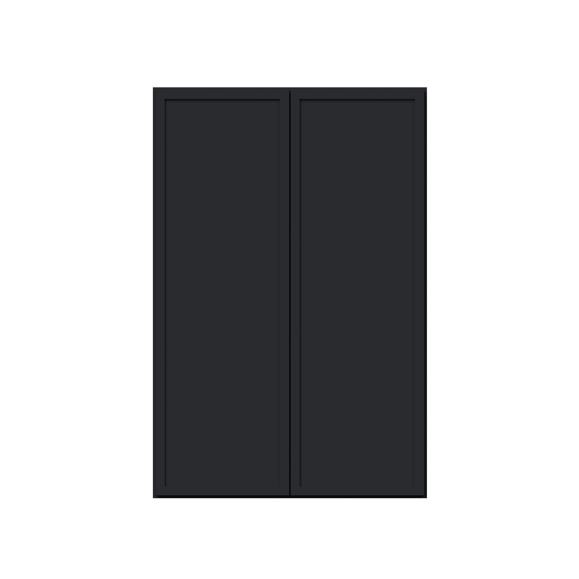 Slim Ebony Black Shaker RTA 24"-36"W x 30"/36"/42"H x 12"D 15-Size Standard Wall Cabinet with 2 Doors