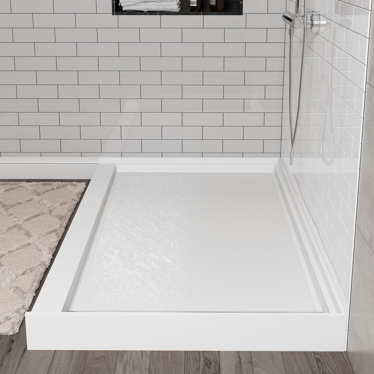 Cultured Marble Solid Surface Shower Base with Anti-Slip Textured Floor for Modern Bathrooms