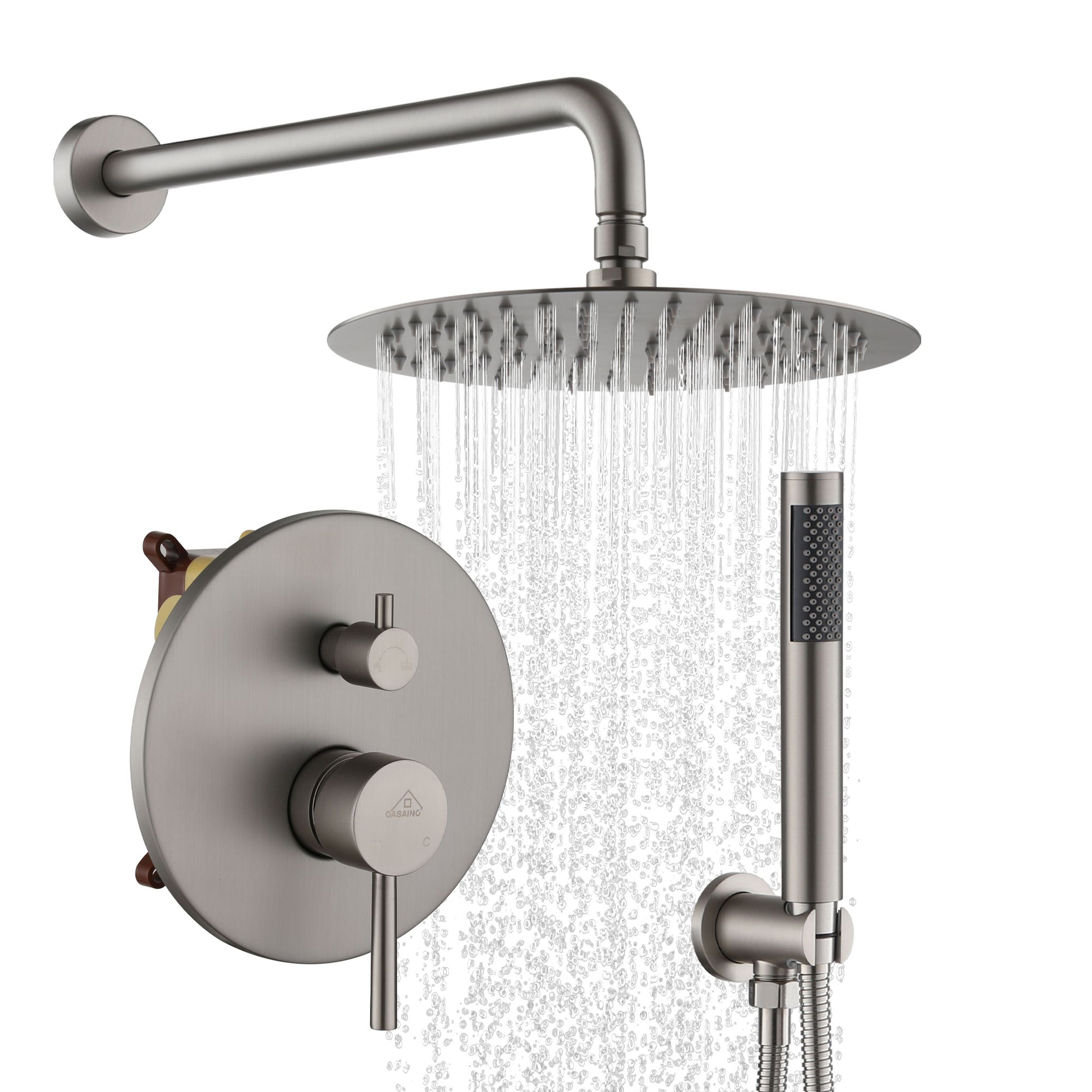 10" Wall Mount Water Saving Rain Shower Head System with Handheld