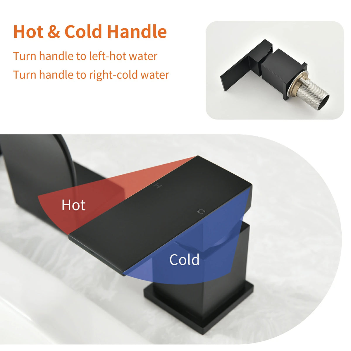 4-Hole Waterfall Deck-Mounted Bathtub Faucet with Hand Shower in Matte Black/Brushed Gold